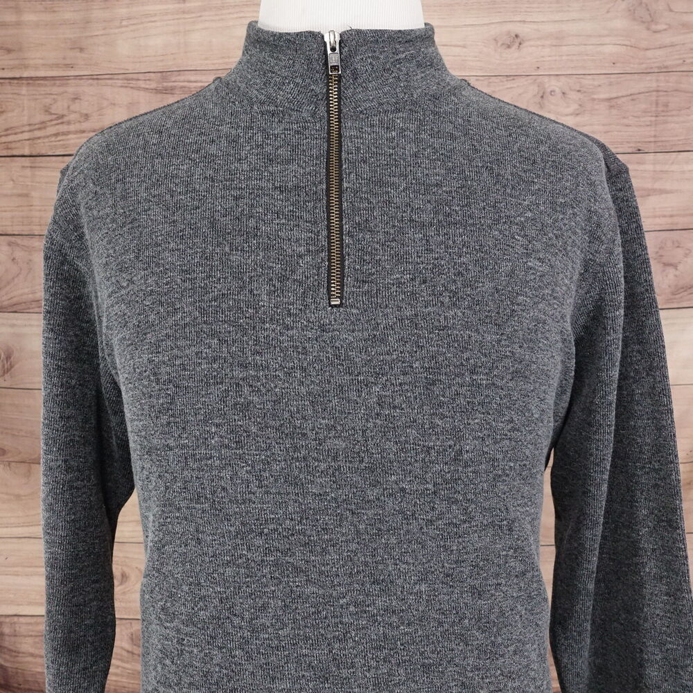 GAP GREY POLYCOTTON PULLOVER 1/4 ZIP MOCK NECK SWEATER‎ MENS SIZE XL